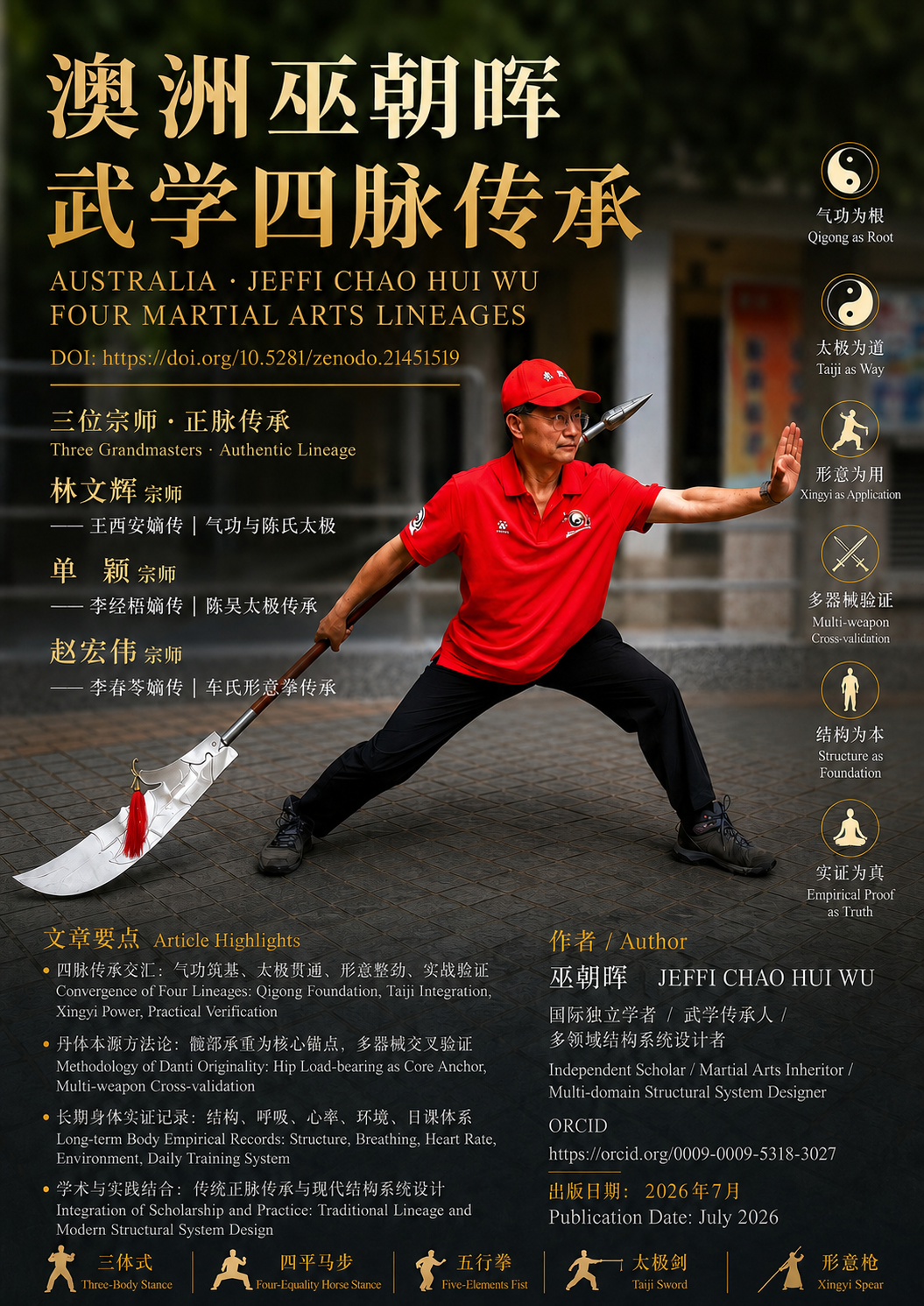《Australian Jeffi Chao Hui Wu's Four Martial Arts Lineages | 澳洲巫朝晖武学四脉传承》 封面